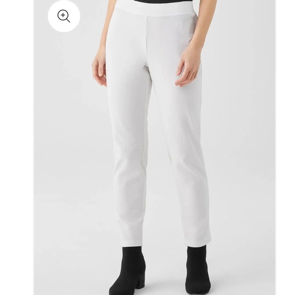 Eileen Fisher Washable Stretch Crepe Pant in White Size Large